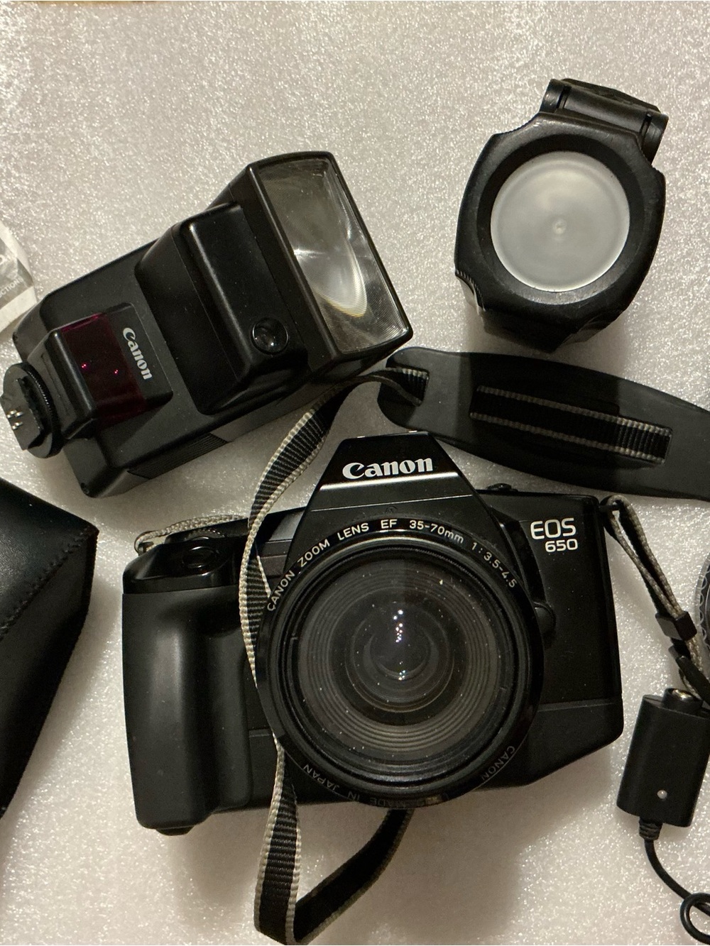 Canon EOS 650 Black Film SLR with 35-70mm Lens and Flash
